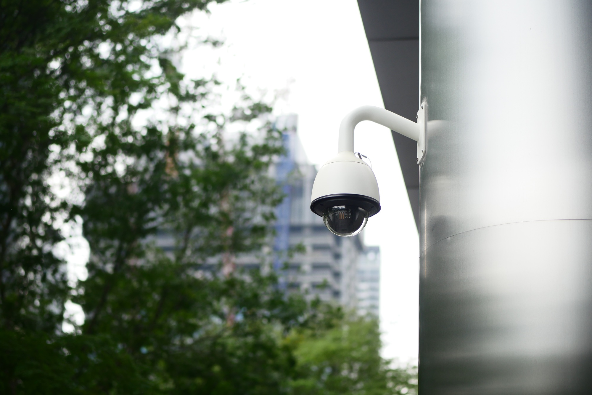 CCTV security camera operating outdoor
